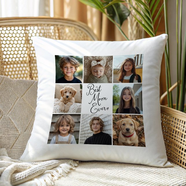 Coussin Meilleure Maman Ever 8 Photo Collage Jeter Oreille (Créateur téléchargé)