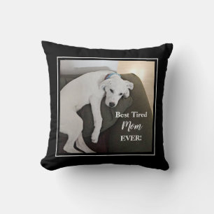 Coussin Meilleure Maman Ever Chiot Blanc Chien Noir Photo