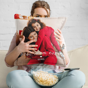Coussin Meilleure Maman Ever l Typographie de photo et de