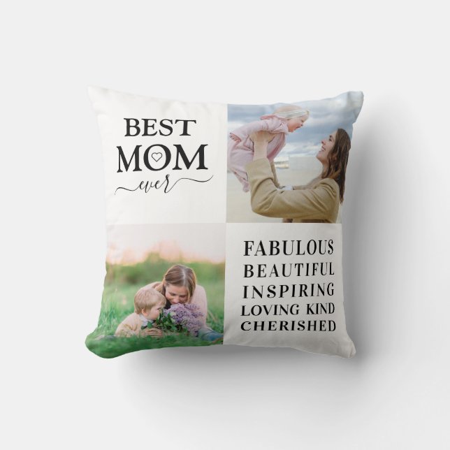 Coussin Meilleure maman Jamais Famille Collage de photos (Recto)