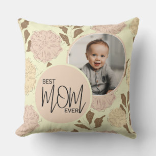 Coussin Meilleure maman Jamais Floral Motif Photo