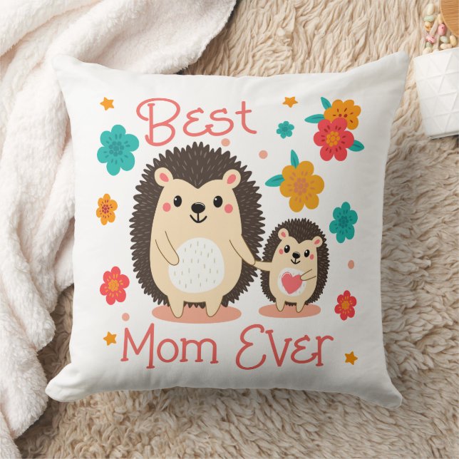 Coussin Meilleure Maman Jamais Mère Et Bébé Hérisson (Couverture)