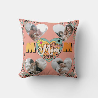 Coussin Meilleure maman Jamais Multi-Coeur forme Photo Fle
