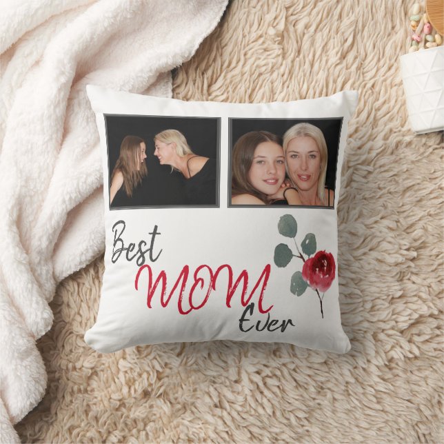 Coussin Meilleure Maman Jour Script Mère Photo Collage (Couverture)