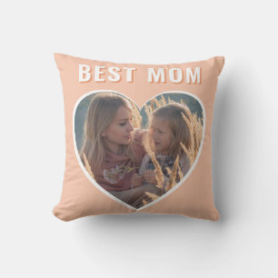 Coussin Meilleure maman mignonne Coeur Photo Fête des Mère