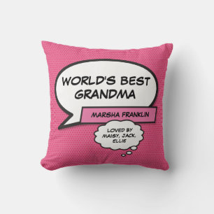 Coussin Meilleure Mamie du Monde Moderne Rose Fun