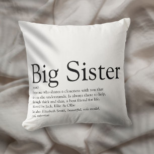 Coussin Meilleure Sœur Définition Moderne Noir et Blanc