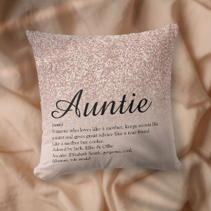 Coussin Meilleure Tante Tante Définition Rose Or Paillette