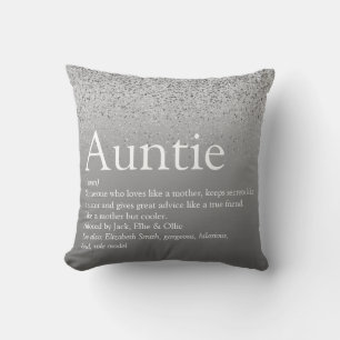 Coussin Meilleure Tatie Tatie Définition Paillettes Argent