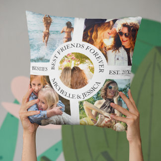 Coussin Meilleures amies pour toujours Collage photo | Mei