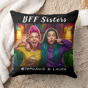 Coussin Meilleures amies sœurs drôle BFF 
