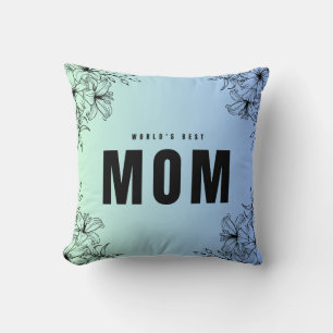 Coussin Meilleures fleurs maman du monde Floral bleu rusti