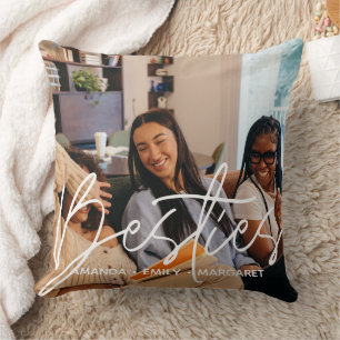 Coussin Meilleurs amis Besties Script de superposition de 