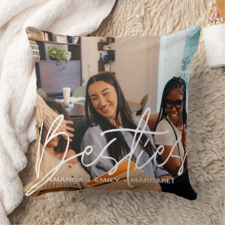 Coussin Meilleurs amis Besties Script de superposition de