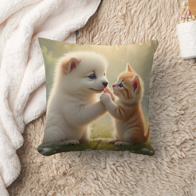 Coussin Meilleurs amis, donnez-moi cinq - mignon chiot et  (Couverture)