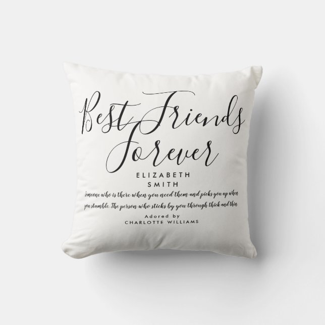 Coussin Meilleurs Amis Pour Toujours Moderne Élégant Devis (Recto)
