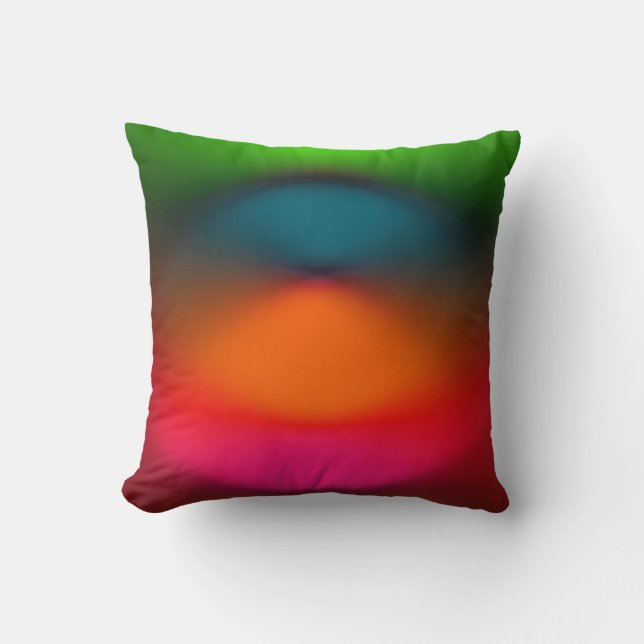 Coussin Mélange Abstrait de vert, d'orange, de rose et de  (Recto)