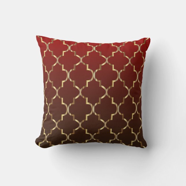 Coussin Mélange rouge foncé et Brown| Motif de la feuille  (Recto)