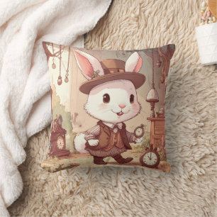 Coussin Mélange White Rabbit Wonderland Whimsical Timekeep
