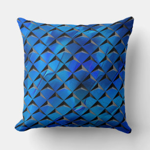 Coussin Mélanger des carrés 3D avec une texture bleue de l