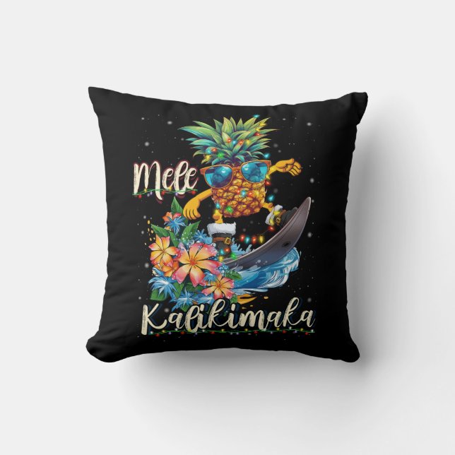 Coussin Mele Kalikimaka Hawaiian Pineapping Surf Ridding (Recto)