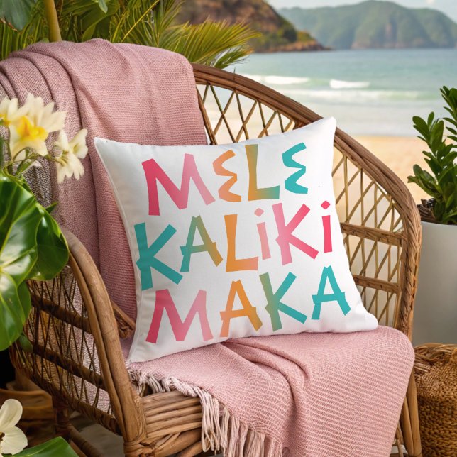 Coussin Mele Kalikimaka Typographie tropicale Noël (Créateur téléchargé)