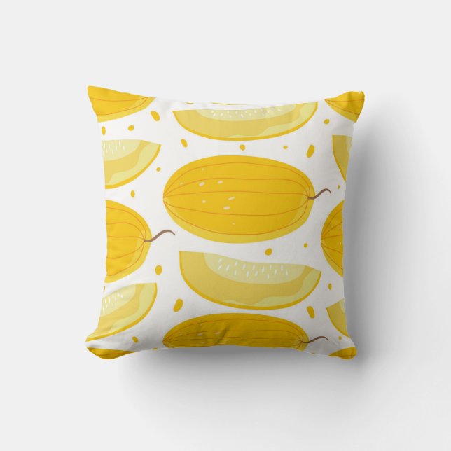 Coussin Melon Doodle Fruit Design Vintage (Recto)