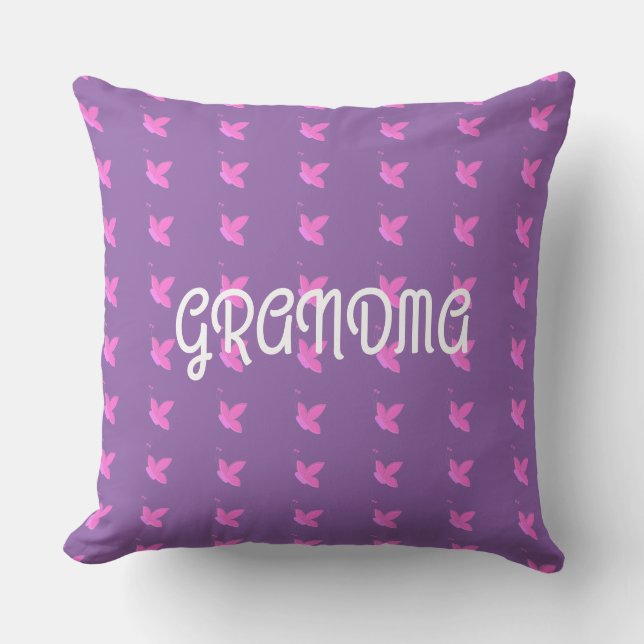 Coussin Mémé Papillons Roses (Recto)
