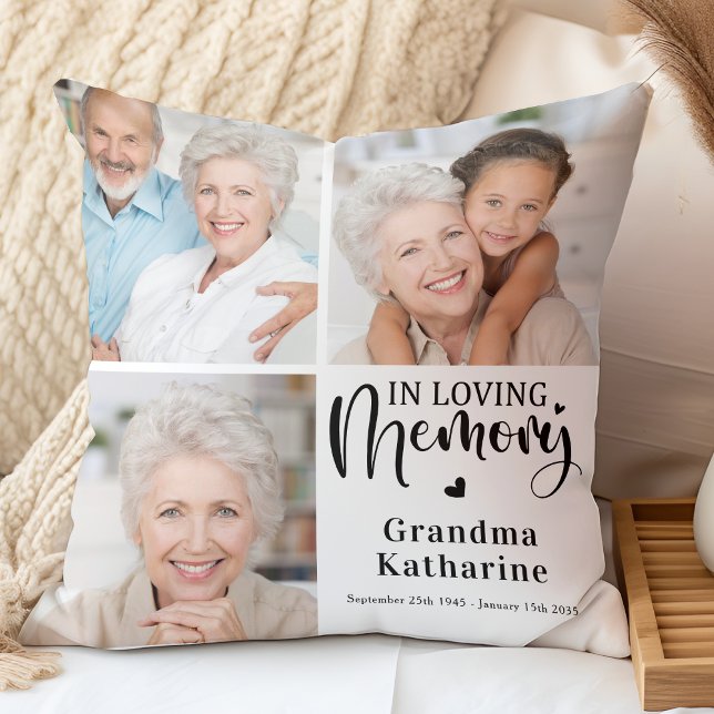 Coussin Mémoire d'amour moderne 3 Photo Collage Memorial (Créateur téléchargé)