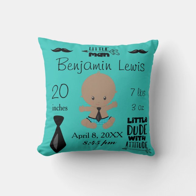 Coussin Mémoire de bébé afro-américain (Recto)