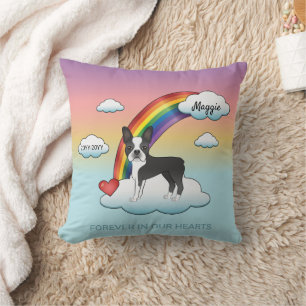 Coussin Mémorial Arc-en-Ciel Boston Terrier Noir et Blanc