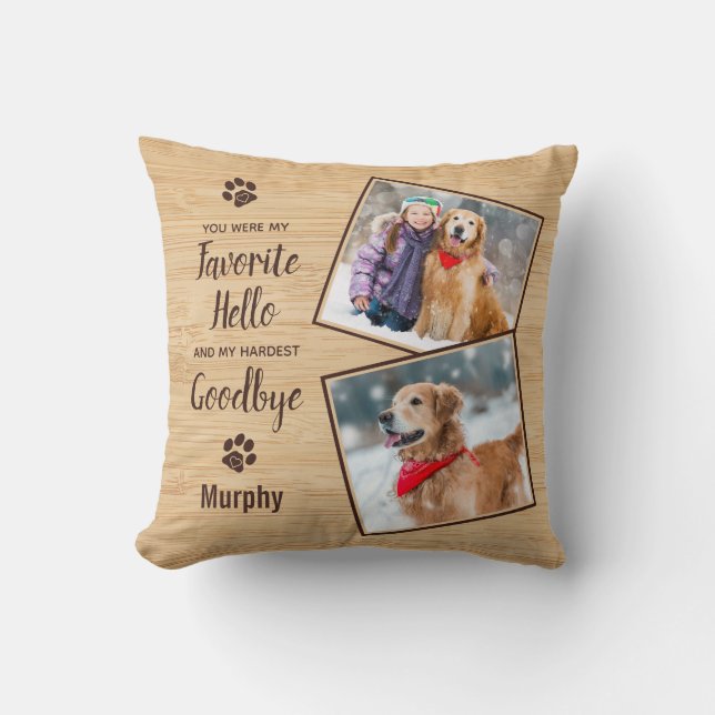 Coussin Mémorial du chien de la perte de l'animal (Recto)