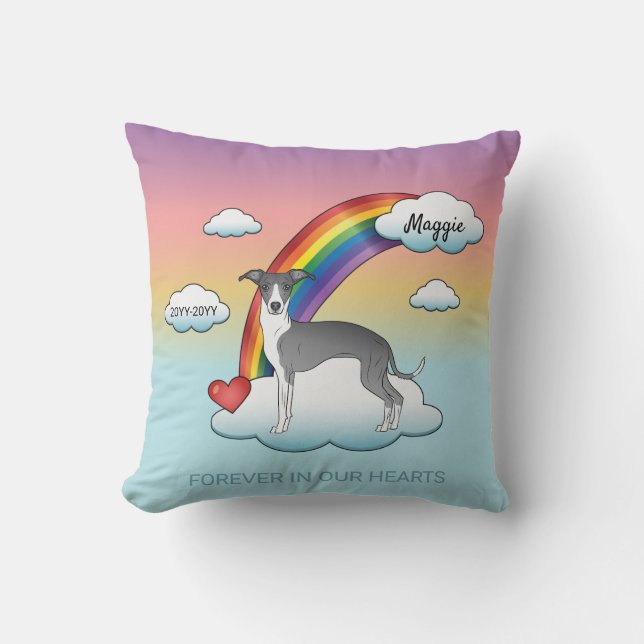 Coussin Mémorial en arc-en-ciel bleu et blanc italien Grey (Recto)