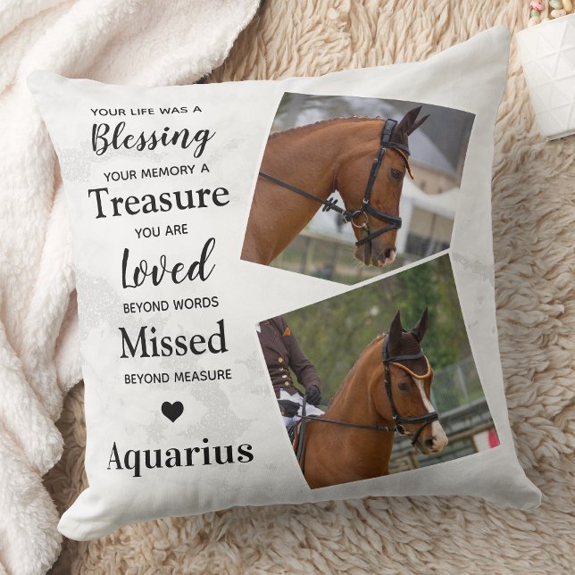 Coussin Mémorial moderne Personnalisé 2 photo Souvenir (Créateur téléchargé)