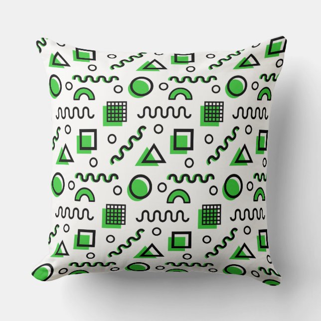 Coussin Memphis Style Motif géométrique 110719 - Vert (Recto)