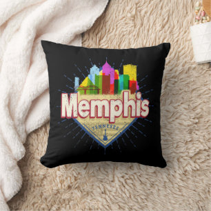 Coussin Memphis Tennessee United States Retro Skyline