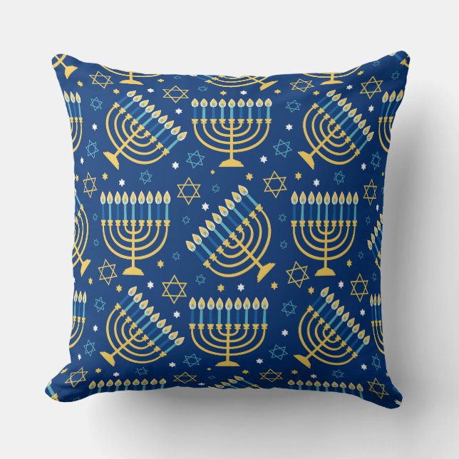 Coussin Menorahs et l'étoile de David Hanoukka Motif (Recto)