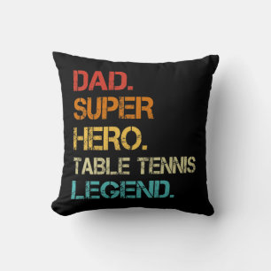 Coussin Mens Style Vintage Papa Héros Table Tennis Legend 