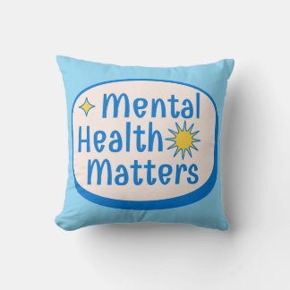 Coussin Mental Health Matters Quote - Modern Blue & Yellow