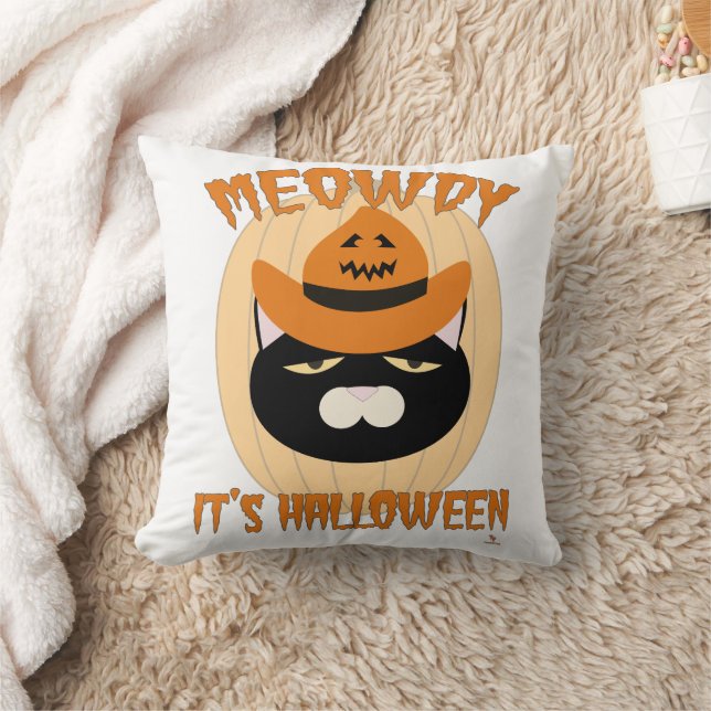 Coussin Meowboy Chat Cowboy Halloween Fun (Couverture)