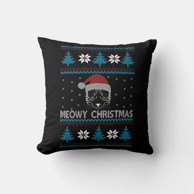 Coussin Meowny Christmas laide Sweater (Recto)
