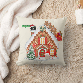Coussin Meowy Visite de Noël de Père Noël Chat et amis