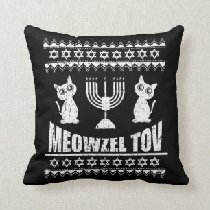 Coussin Meowzel Tov Chanukah Propriétaire de chats juifs H