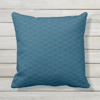 Coussin Mer Bleue de Seigaiha au Japon et vagues
