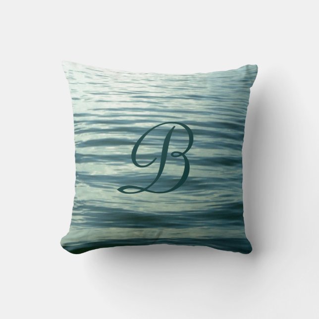 Coussin Mer éclairée par la lune décorée d'un monogramme (Recto)