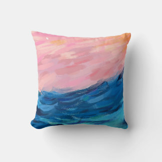 Coussin Mer et ciel rose.