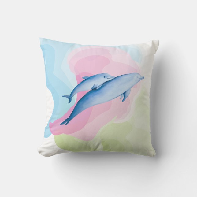 Coussin Mer Extraordinaire avec dauphins (Recto)