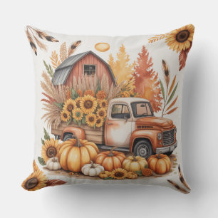 Coussin Merci à Dieu rustique d'automne inspiré de la ferm
