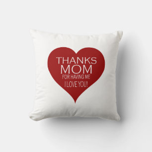 Coussin MERCI À MOM DE M'AVOIR EU Typographie Personnalisa