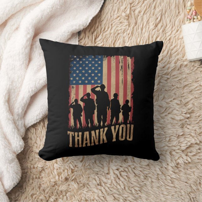 Coussin Merci Anciens Combattants Jour Américain Drapeau V (Couverture)